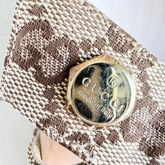 Gucci Canvas Monogram Wood Sole Clog Sandals 37 - Picture 4 of 16